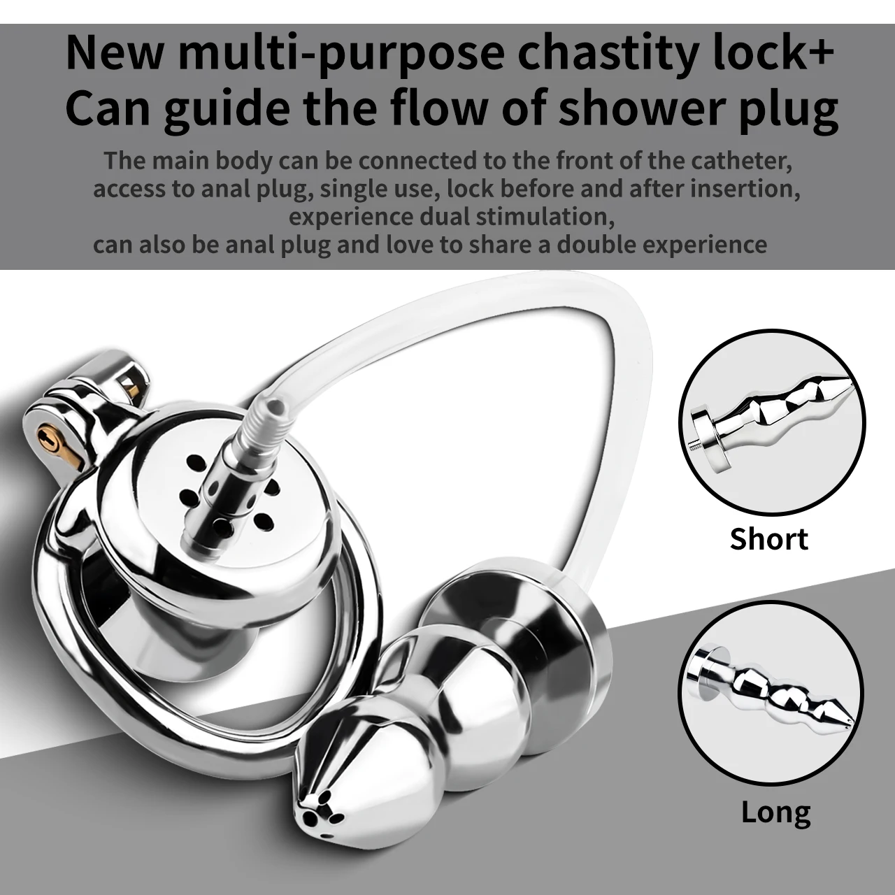 LICKER Stainless Steel Penis Cages Inverted Chastity Cage With Silicone Catheter Dick Restrict Cock Lock Sexy Gadgets For Men 3