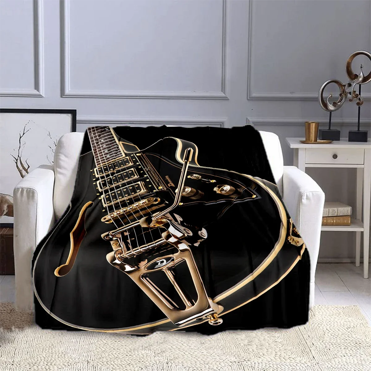 Classical Guitar Electric Guitar Bass Area Blanket Children's High Quality Flannel Blankets Soft Comfortable Home Travel Blanket