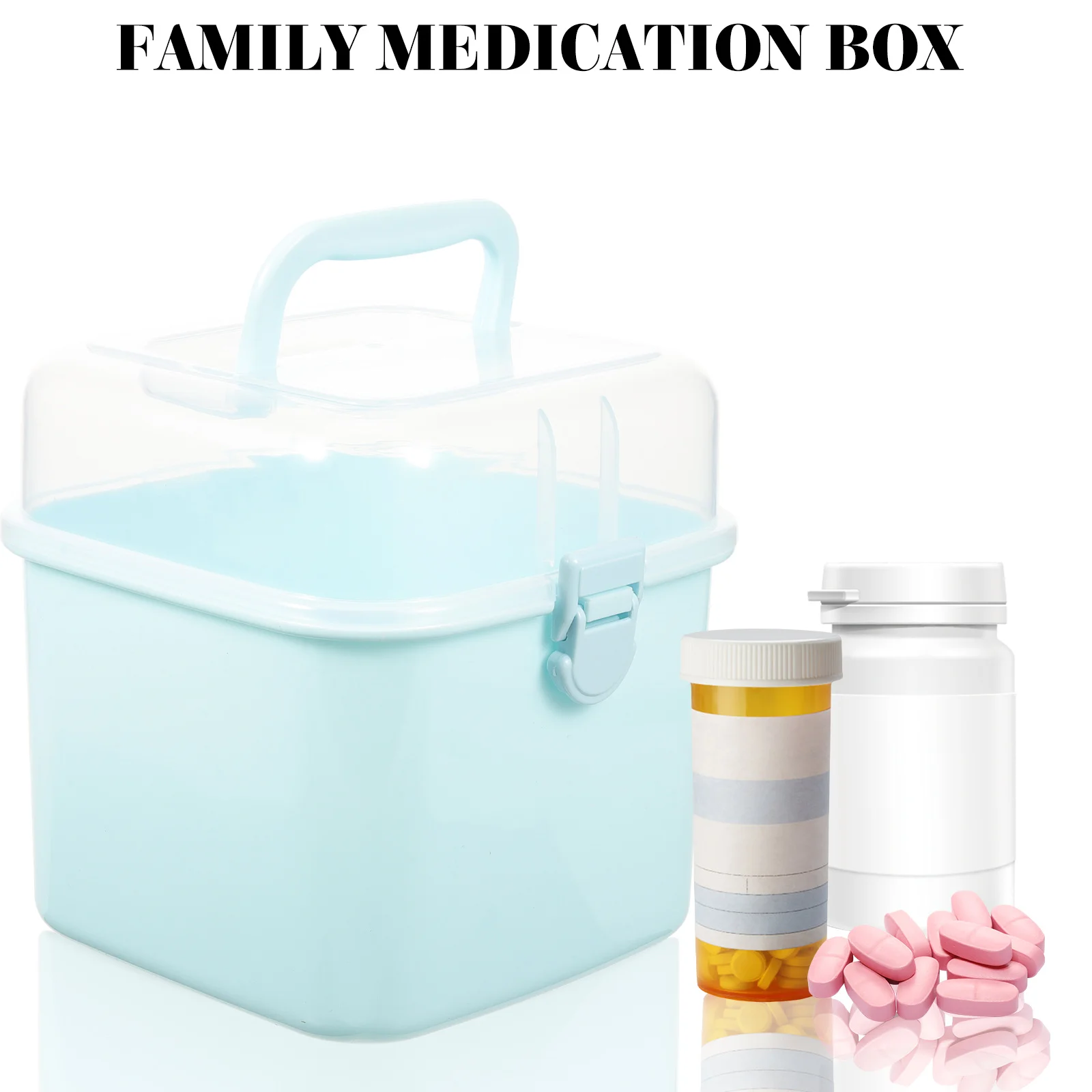 1pc Emergency Medicine Box Large Capacity Plastic Durable Lightweight Wall Mount Handle Carry Outdoor Travel Home Use