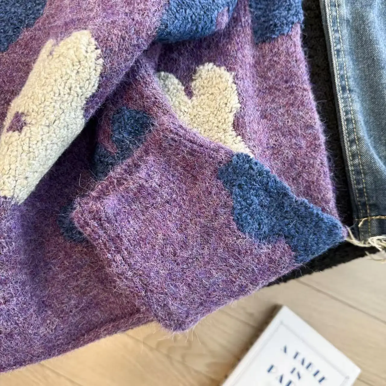 Frauen Lila Strickpullover Hoodie Pullover 2000er Jahre Vintage Lange Ärmel Gemütlicher Kaschmirpullover Für Frauen Kleidung Frühling Herbst 2025