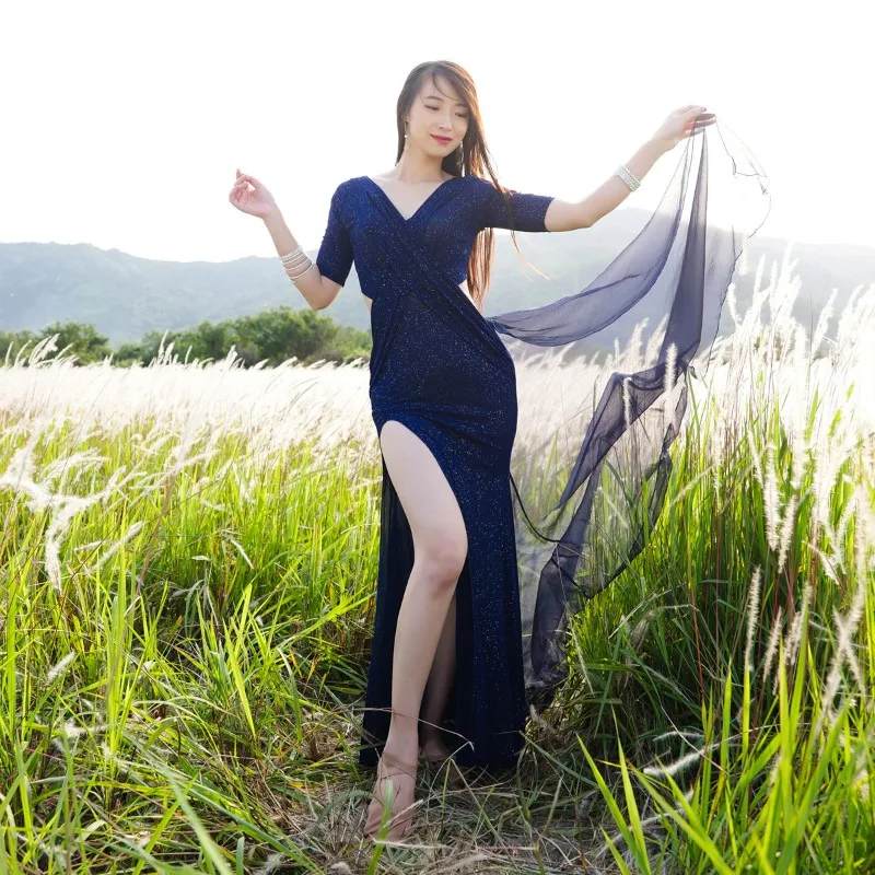 Ensemble de Performance personnalisé, Costumes de danse du ventre, combinaison longue, vêtements de danse orientale, pantalons de sécurité en coton et soie