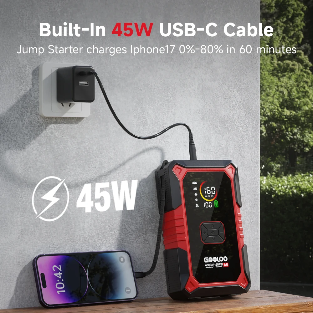 GOOLOO A5 4000A Portable Car J - Portable Jump Starter 4000A recension och pris