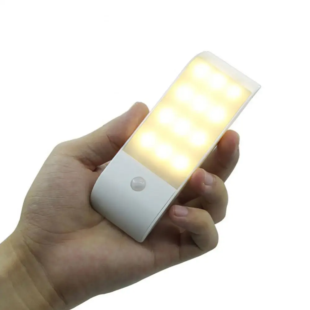 Night Light Rechargeable Motion Sensor LED USB 12 PIR Induction Cabinet Lamp
