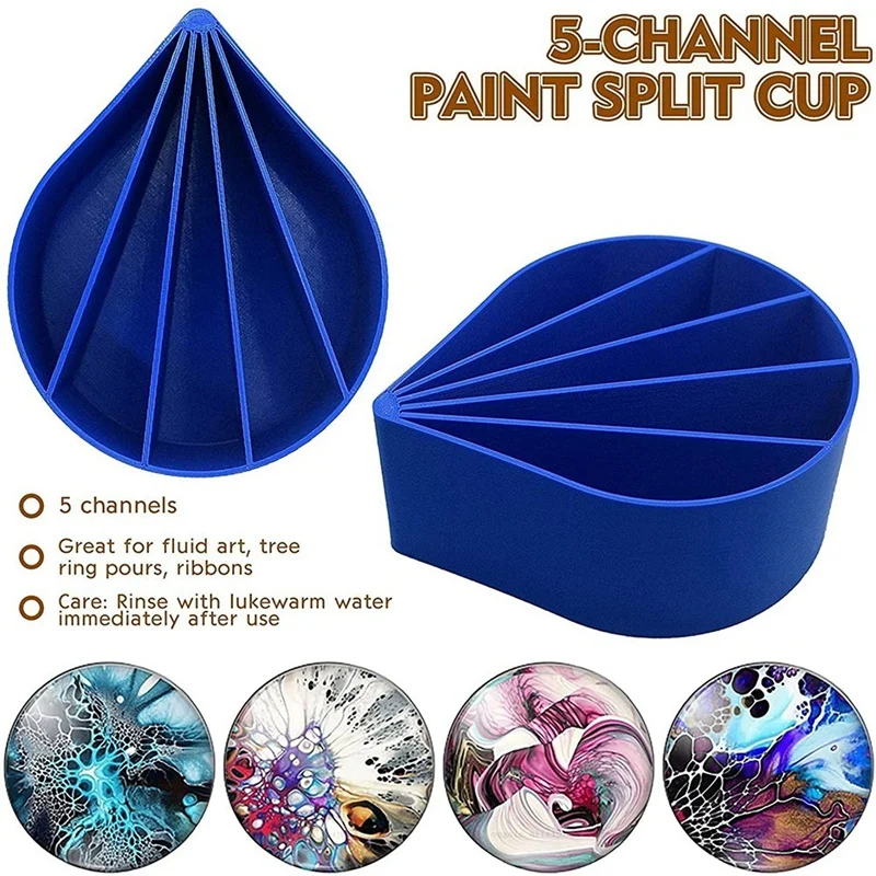 12Oz Split Cups For Paints Pouring - Acrylic Paint Pour Cup 5 Channels Dividers Painting Tools