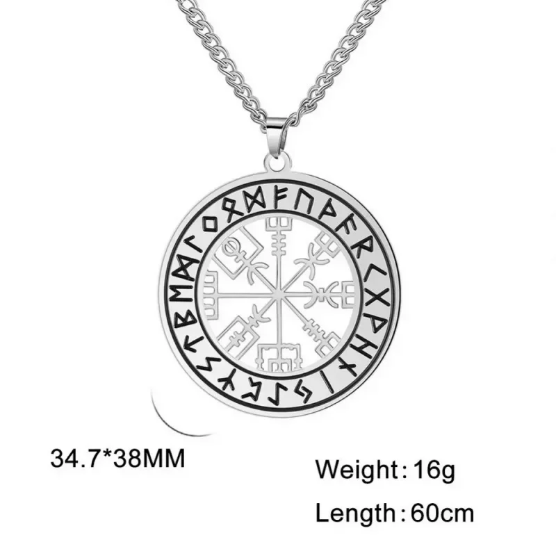 New Exquisite Retro Viking Rune Ancestor Box Odin Logo Rune Amulet Stainless Steel Pendant Necklace For Men And Women Jewelry