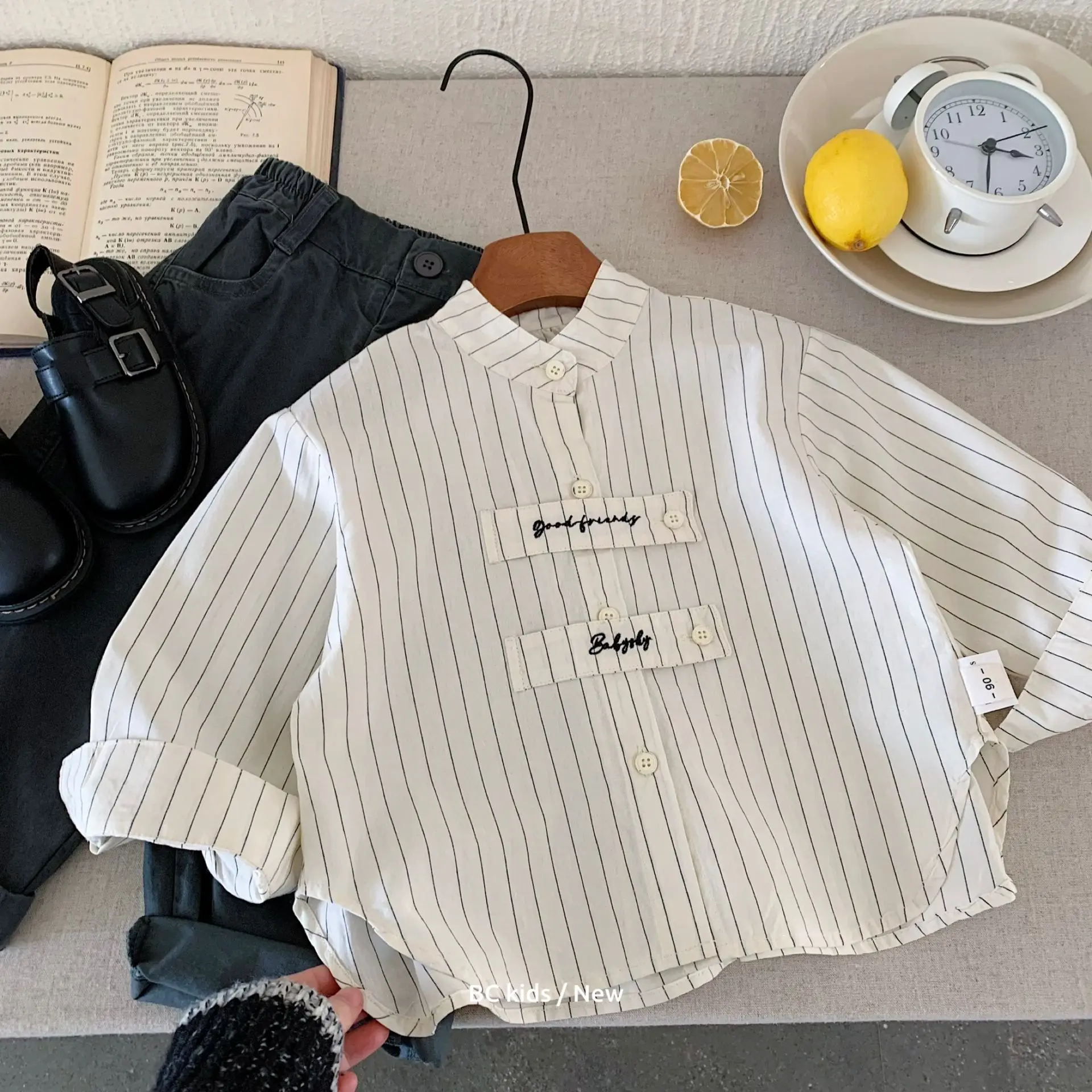 

Children's Shirts 2025 Fall New Boys' Embroidered Shirts Girls' Striped Shirts Long-sleeved Gentleman's T-shirt Tops Trendy