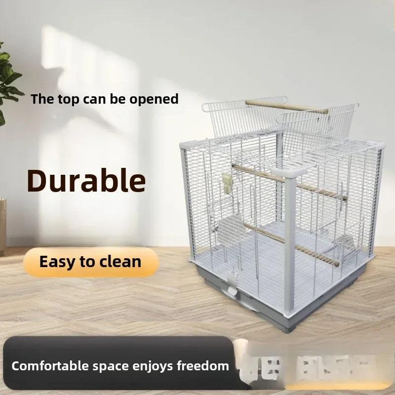 Gaiola de pássaro de papagaio de luxo grande peônia pele de tigre propund phoenix pássaro interativo papagaio transparente ornamental b