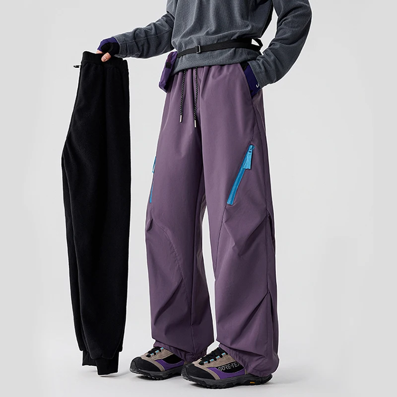 

Winter 3-in-one Removable Inner Fleece Warm Sport Pants Men Women Outdoor Thick Loose Casual Techwear Track Cargo Pants Trousers