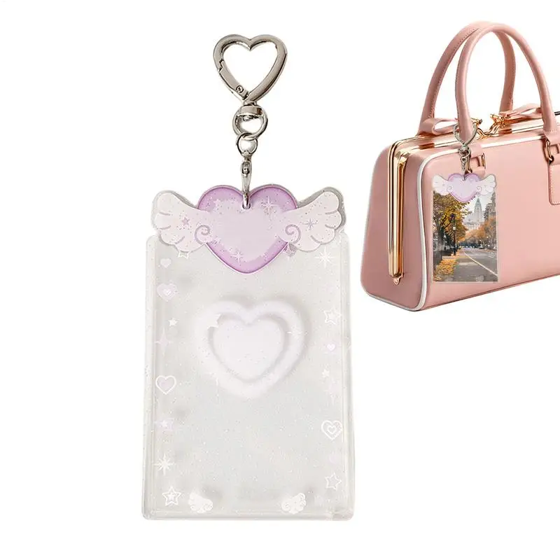 사진 카드 홀더 Photocard 키 체인 슬리브 수호자 배낭 지갑 Schoolbag에 대 한 아크릴 투명 키 체인 펜 던 트
