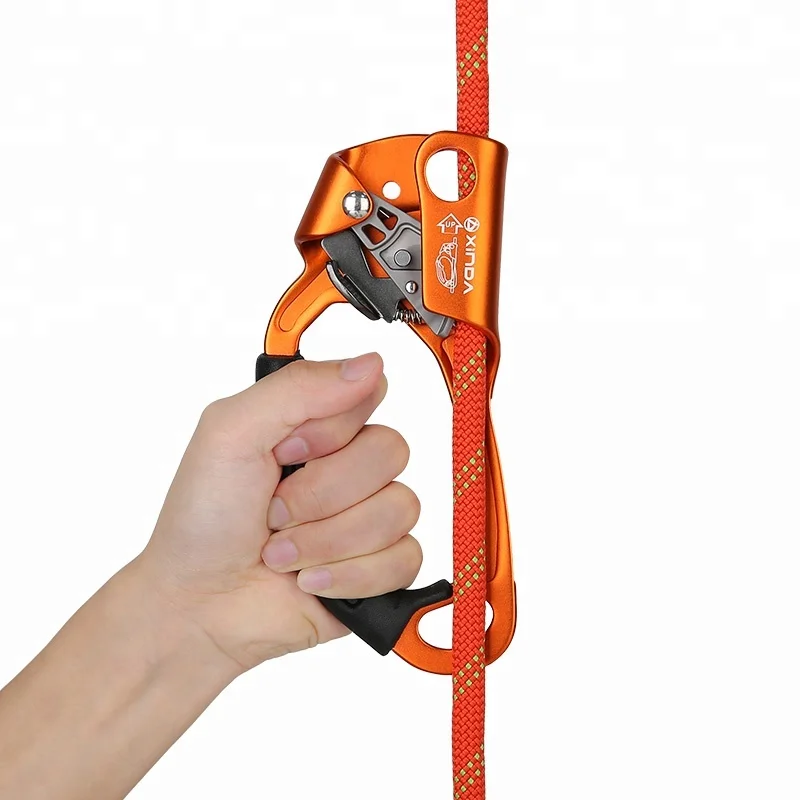 XINDA 7075  Grade Aluminum Left/Right Hand Ascender Stainless Steel D-Ring 100kg Capacity for Climbing Fall Protection