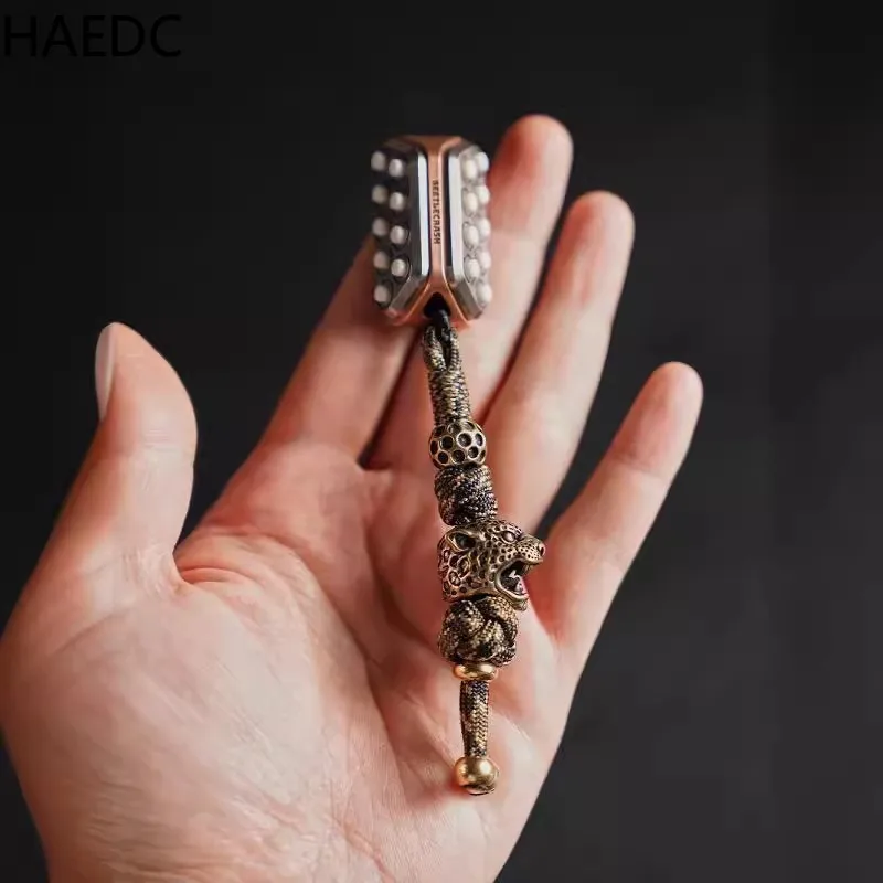 HAEDC Handmade Woven Paracord Leopard Keychain Pendant Bag Accessories Pendant DIY Brand EDC Pendant
