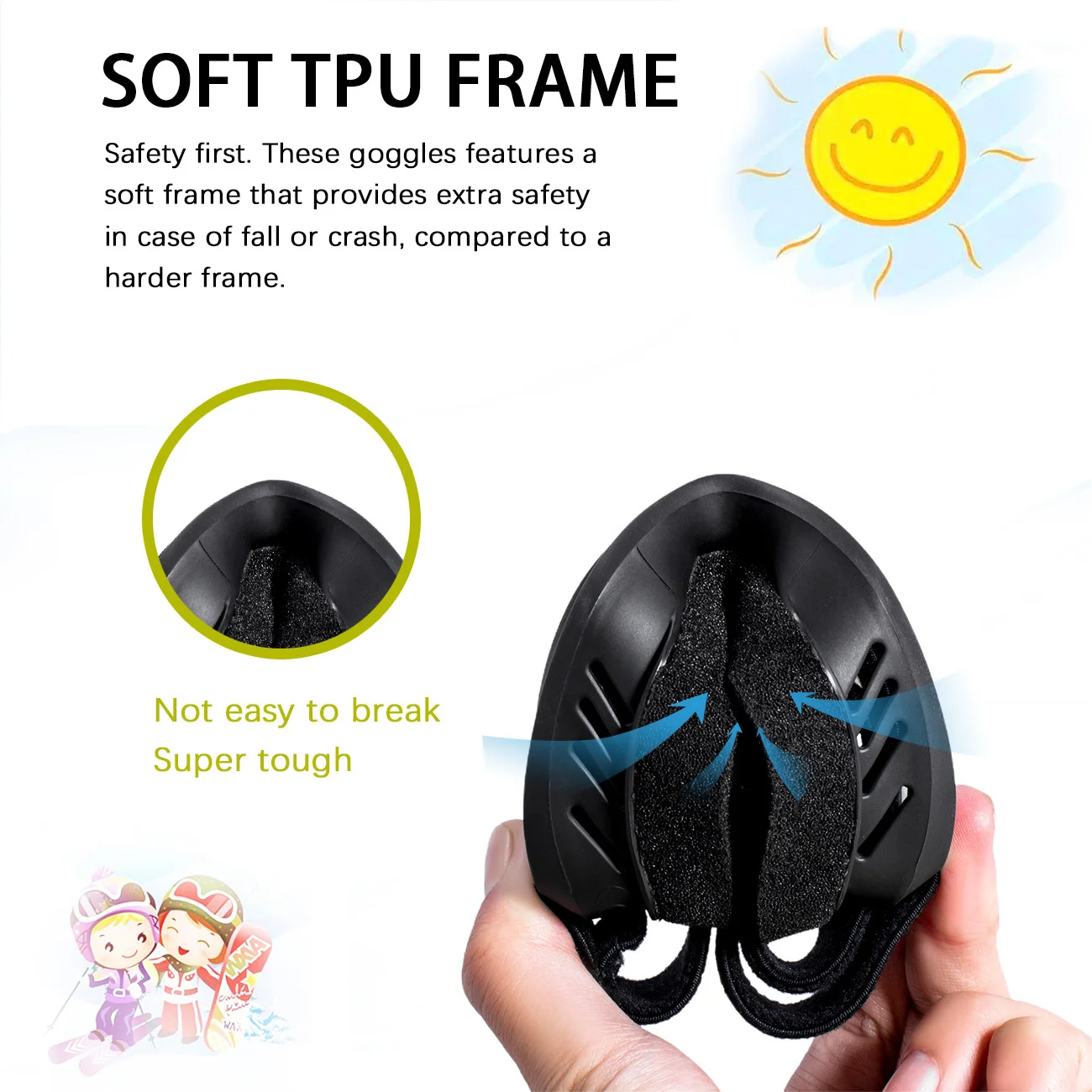 MAXJULI Snowboard Goggles Anti Fog Soft TPU Frame Winter Outdoor Sport UV400 Protection 3-6 kids Ski Glasses 4301