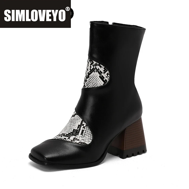 

SIMLOVEYO 2024 Новый дизайн Сапоги до середины икры на блочном каблуке 7 см с круглым носком Bota Большой размер 41 42 43 46 47 48 49 50 US19