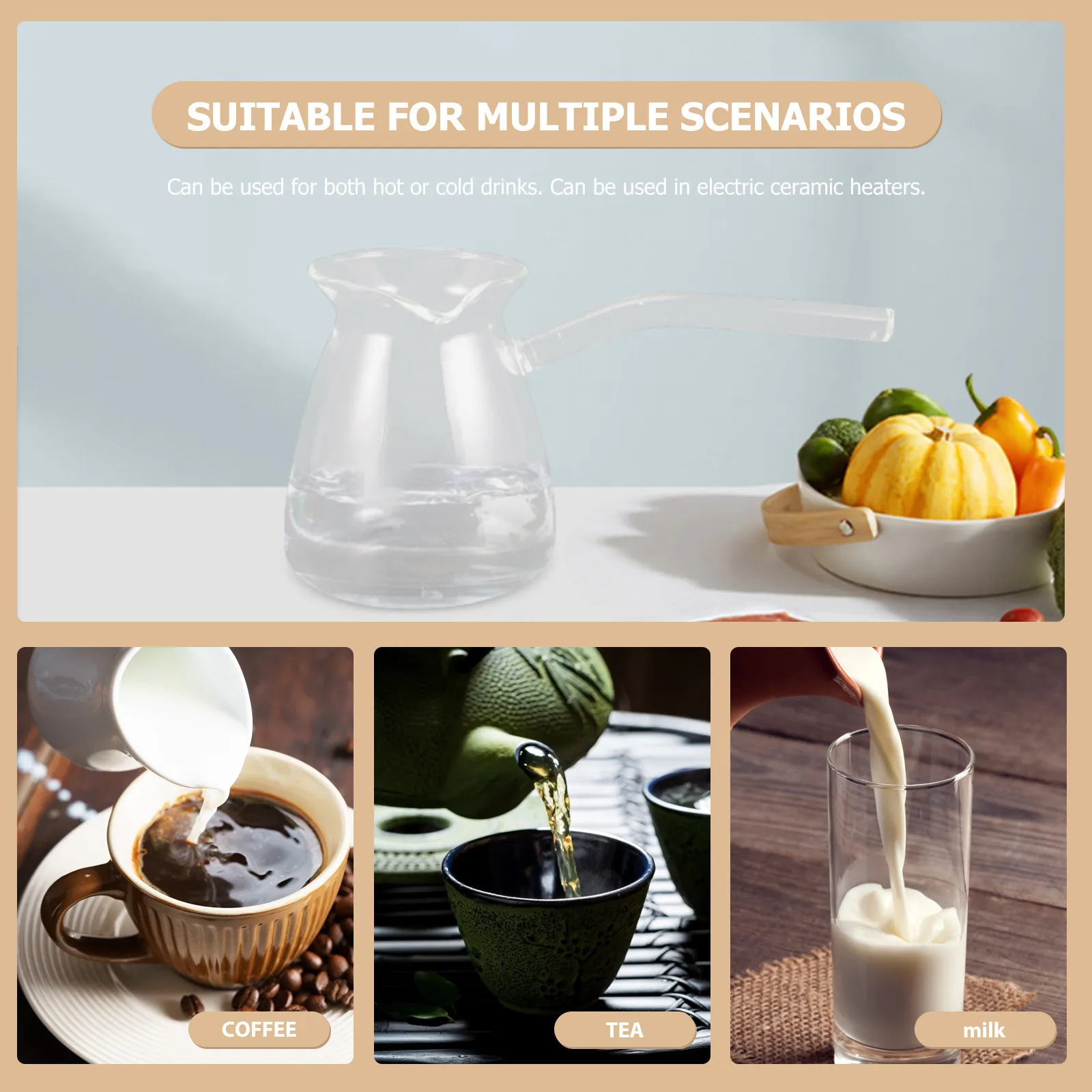 Household Thickened Glass Tea Kettle Mini Resistant Teapot for Electric Ceramic Heater Transparent Coffee Milk view 6