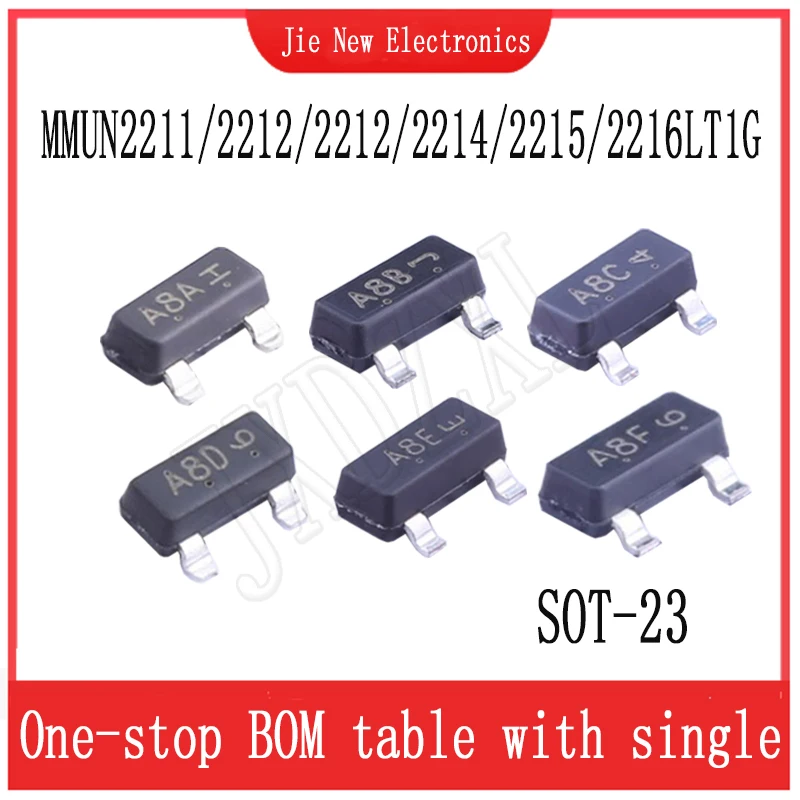 50PCS SOT-23 MMUN2211LT1G MMUN2212LT1G MMUN2213LT1G MMUN2214LT1G MMUN2215LT1G MMUN2216LT1G SMD Bipolar digital transistor