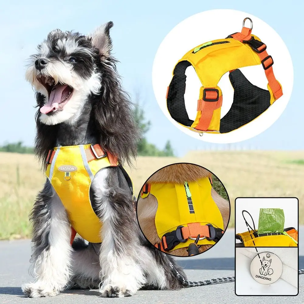 

Breathable Dog Harness Waterproof with Zippered Pockets Pet Vest Wear-resistant Adjustable Dog Chest Back Walking the Dog