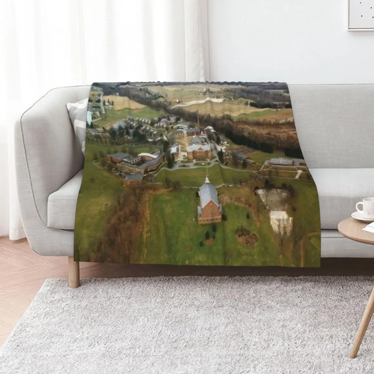 Aerial view of SSVC Throw Blanket warm winter Plush Blankets For Bed Hair Quilt Nap Blankets