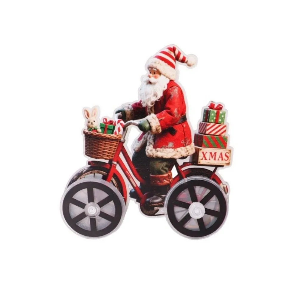 

Creative Acrylic Santa Claus Figurine Cartoon Decorative Snowman Bicycle Decoration Cute Christmas Snowman Figurines for Home