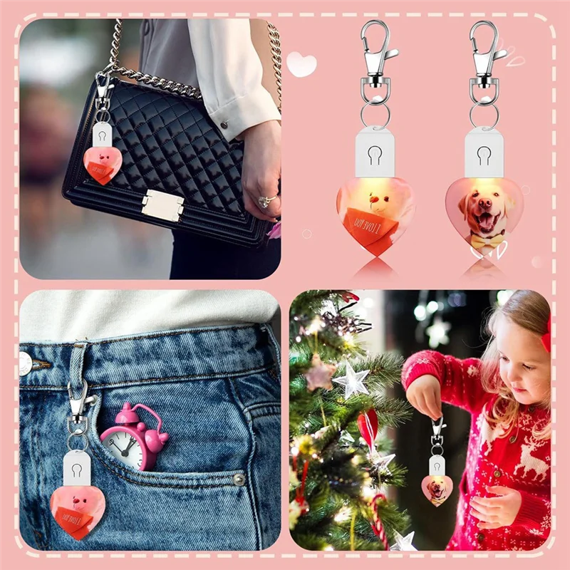 

AK25-10 Pcs LED Sublimation Blank Keychain Lighted Heart Shape Transfer Keychain Acrylic Heat Sublimation Blanks