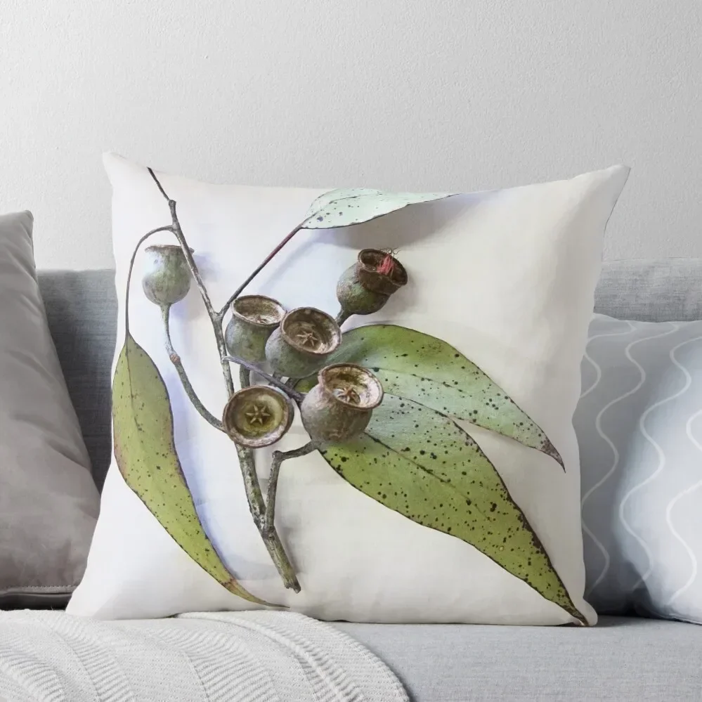 Marri eucalypt leaves and nuts, Western Australia Throw Pillow bed pillows luxury home accessories pillow