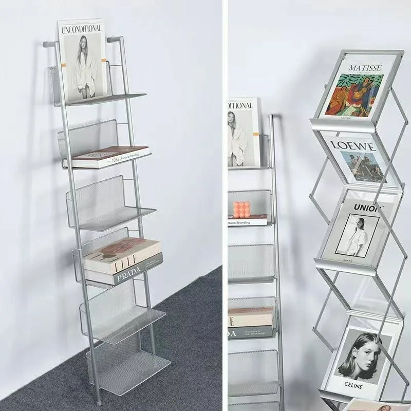 ins medieval floor-to-ceiling multi-layer newspaper shelf studio shooting display magazine storage floor-to-ceiling bookshelf