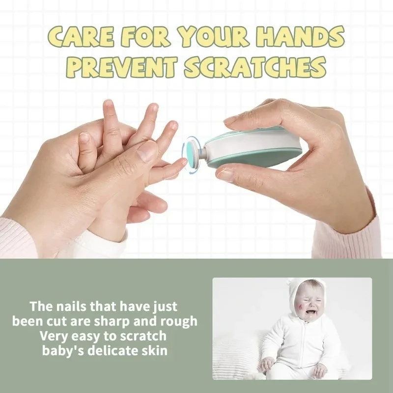 Baby Nail Care Trimmer Electric Kids Nail Pedicure Clippers Cutter Infant Polisher Scissors 6pcs Grinding Head For Newborn image 4
