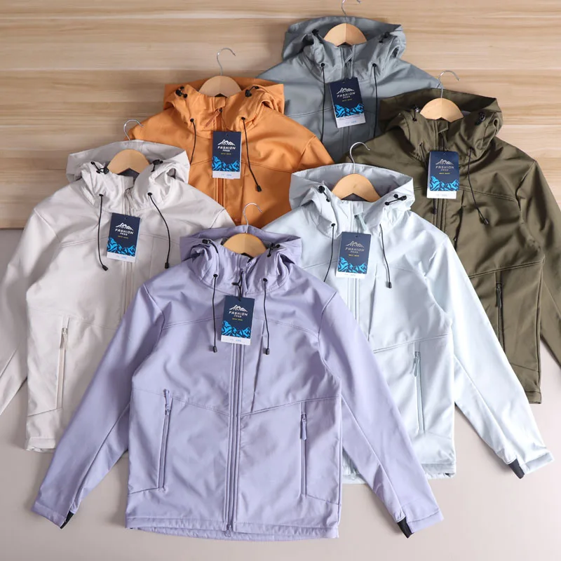 

Мужская уличная куртка из софтшелла, теплая подкладка с капюшоном, ветрозащитная, водонепроницаемая, осенне-зимняя, полиэстер, спандекс, застежка-молния