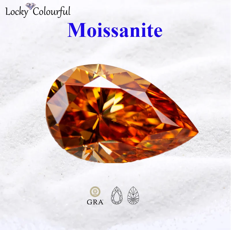 

Moissanite Champagne Color Pear Shape VVS1 Charms Beads for Diy Jewelry Making Necklace Earrings Materials with GRA Certificate