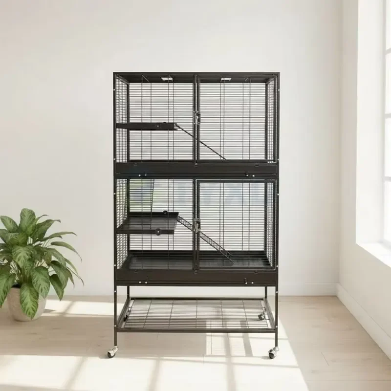 for TYXD Heavy Duty 4 Tier Metal Small Animal Cage for Ferret Chinchilla Sugar Glider with Removable Trays and Wheels