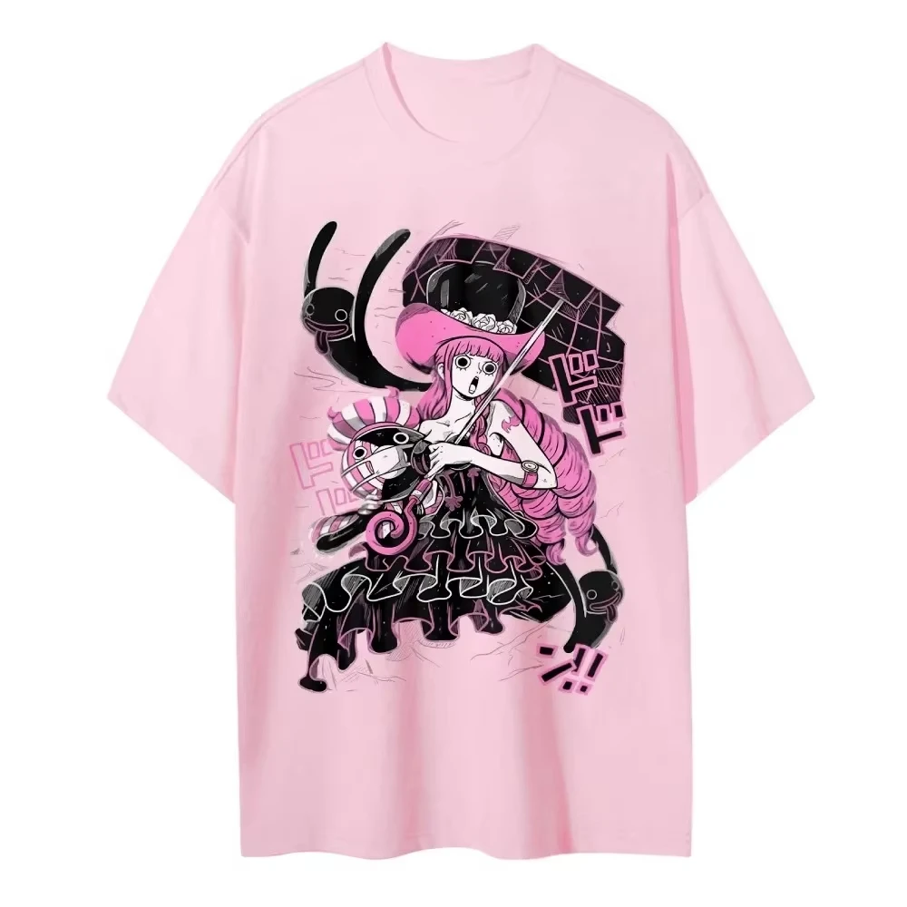 One Piece Men's and Women's T-shirt Perona Japan Anime Retro Tee Summer and Spring New Boy's Short Sleeves Parent-child Outfits