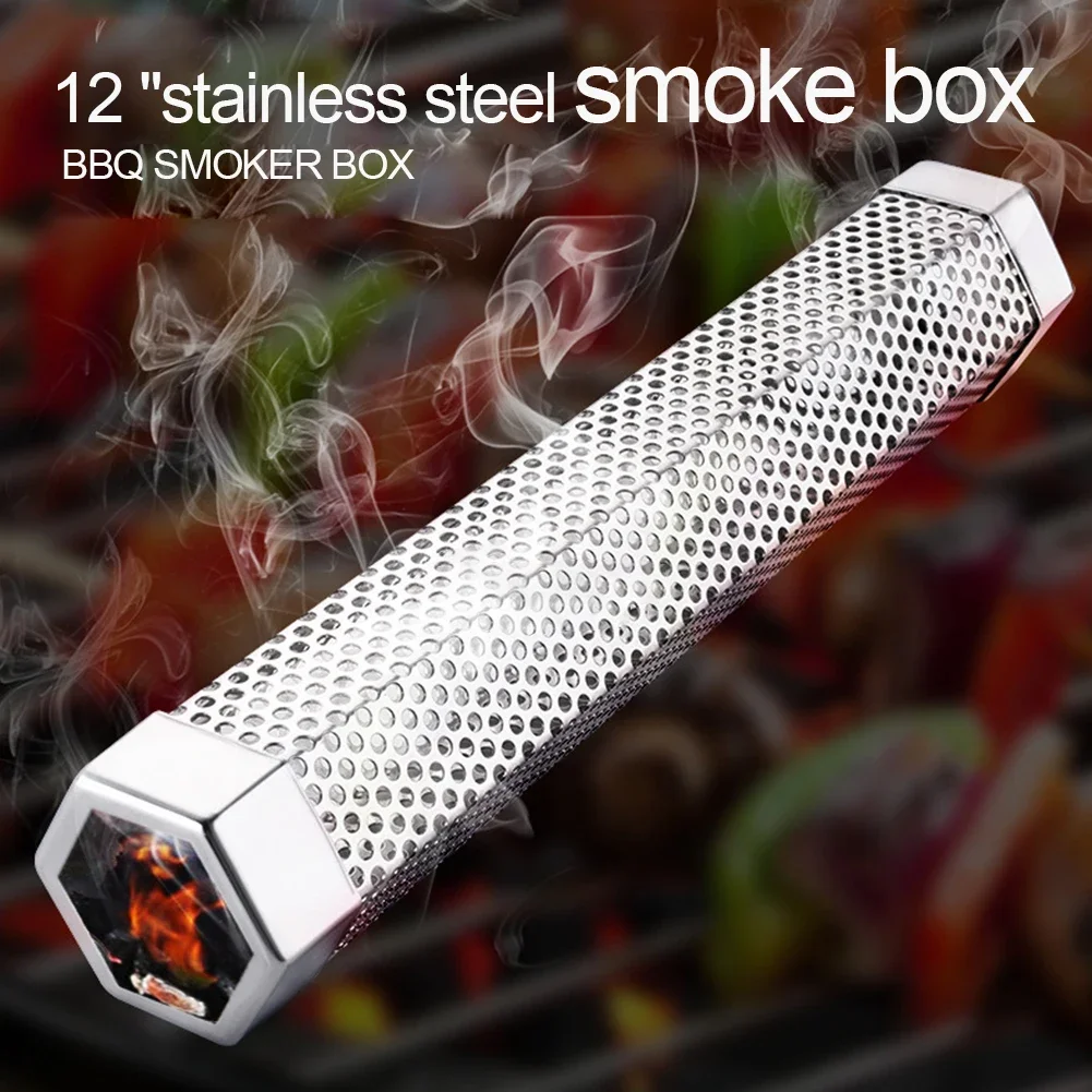 BBQ Stainless Steel Perforated Mesh Smoker Tube Filter Gadget Hot Cold Smoking Hexagon BBQ Tube smoker tube