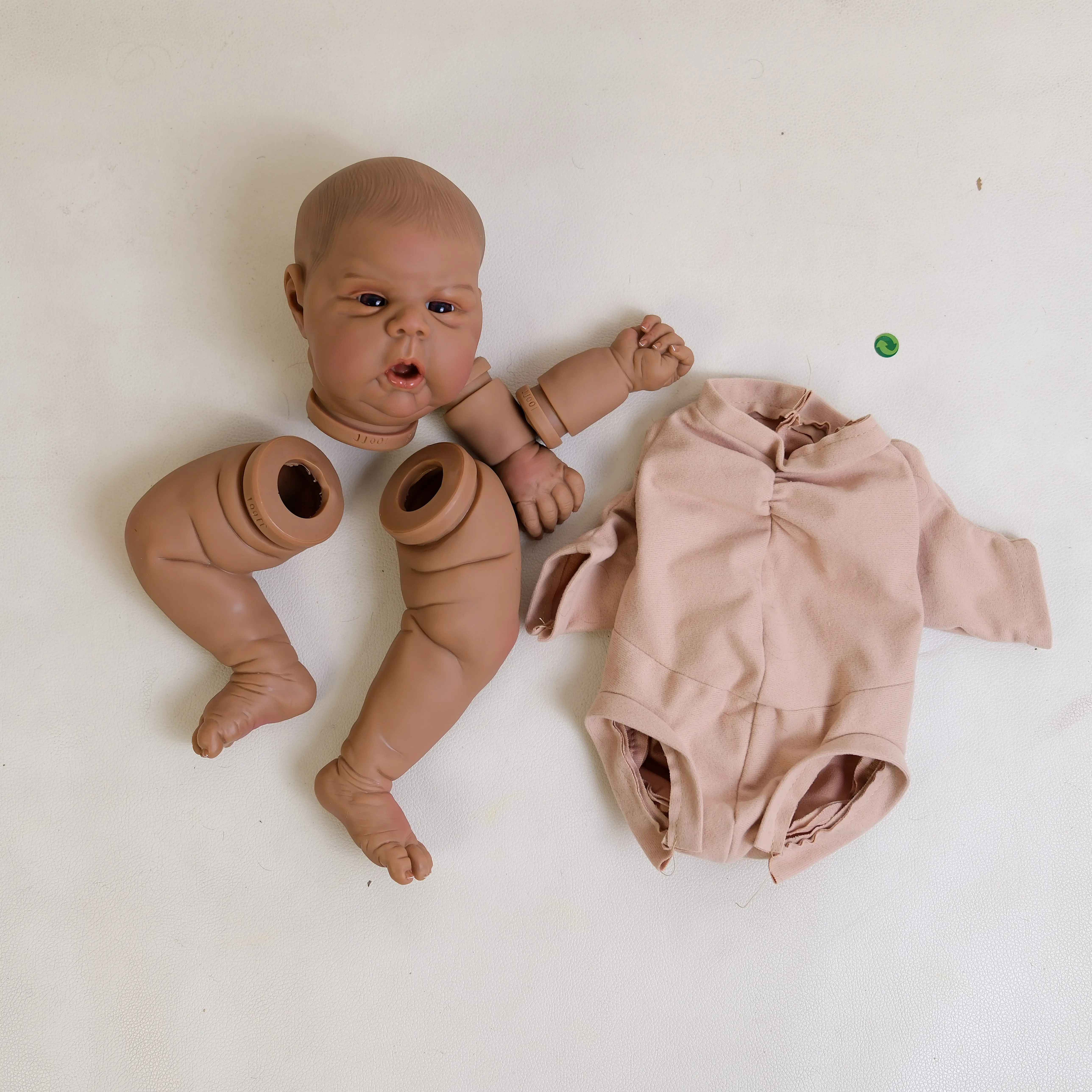 NPK 22inch Gounchi Reborn Doll Kits Dark Brown Painted Hair Included Cloth Body