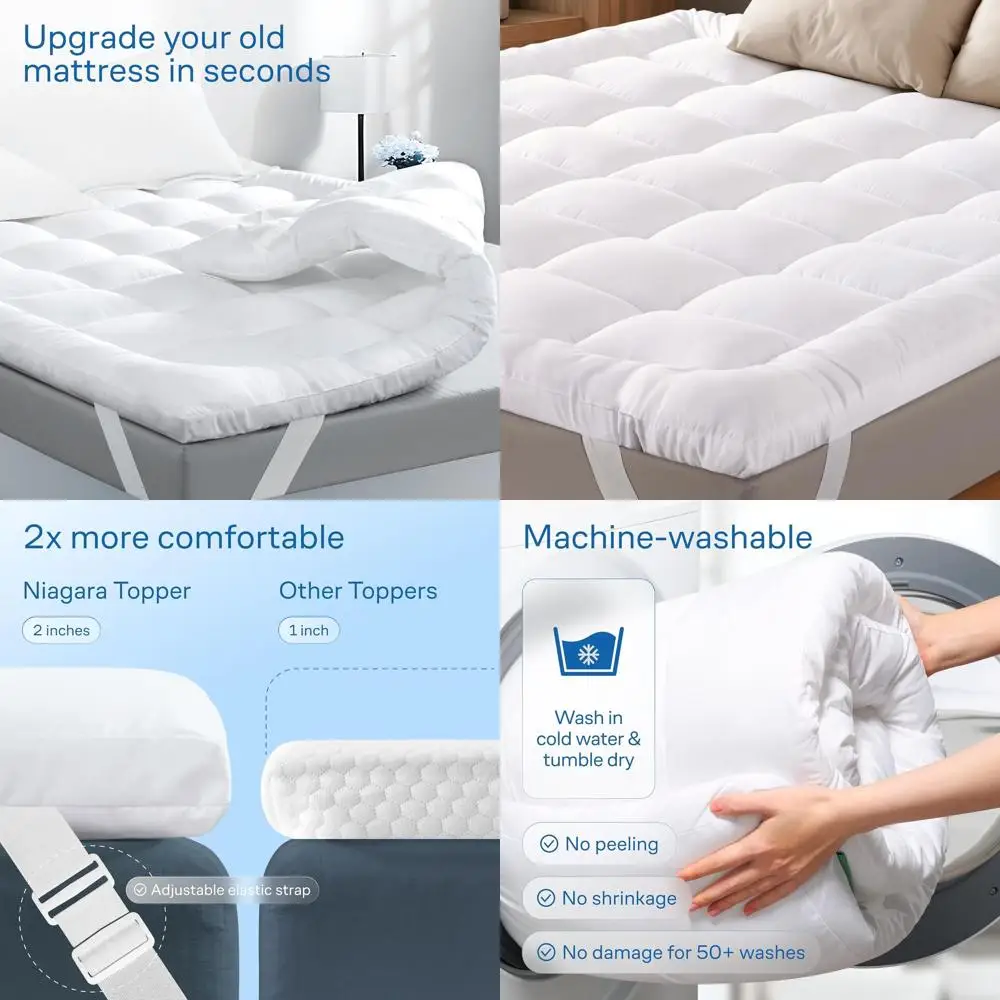 Luxurious Soft King-Size Mattress Topper - Supportive Cloud Comfort for Back Pain & Cooling Relief for Hot Sleepers