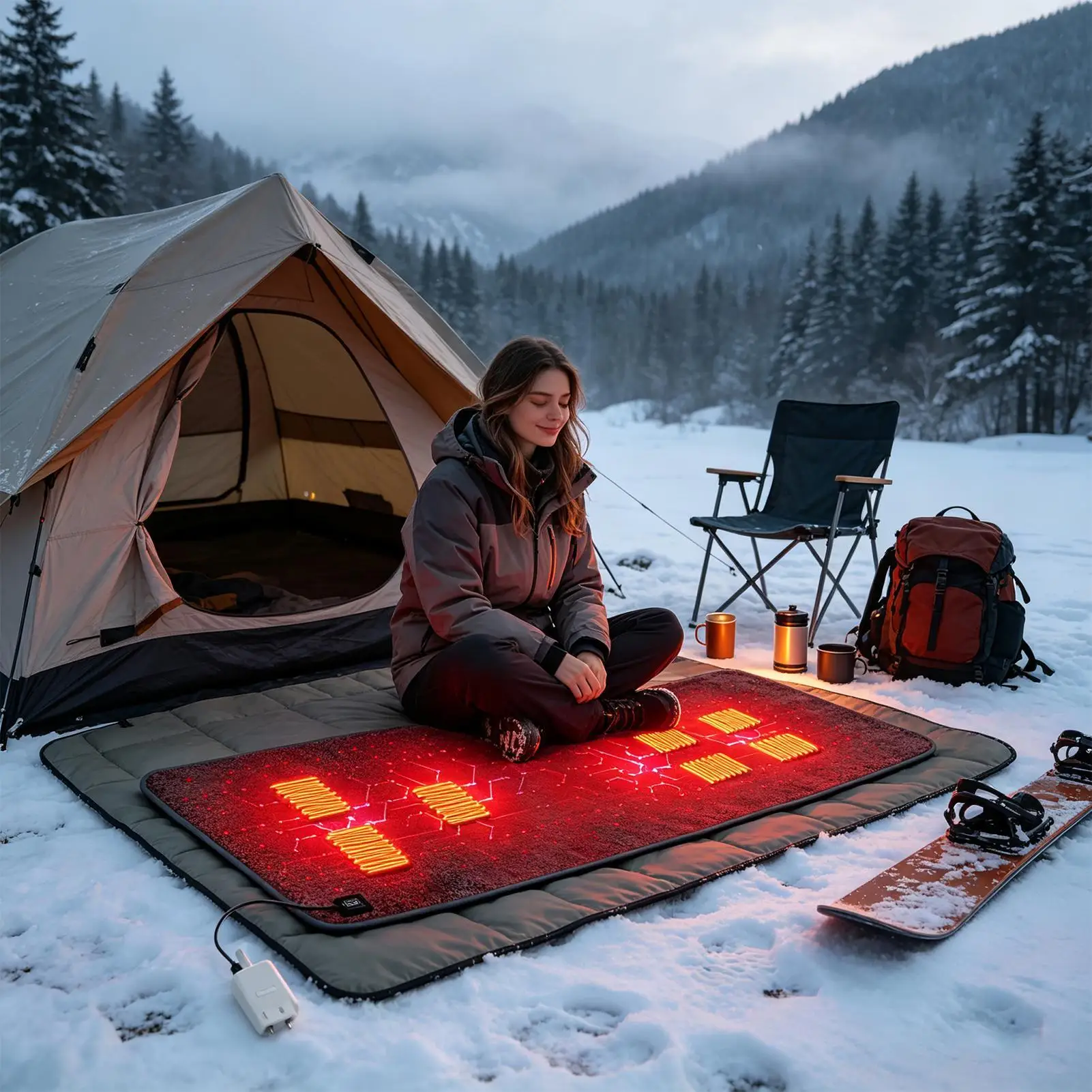 Heated Sleeping Bag Liner Felt USB Charging Mat With 7 Heating Zones Sleeping Bag Heated Blanket For Sofas Beds Midday Rest