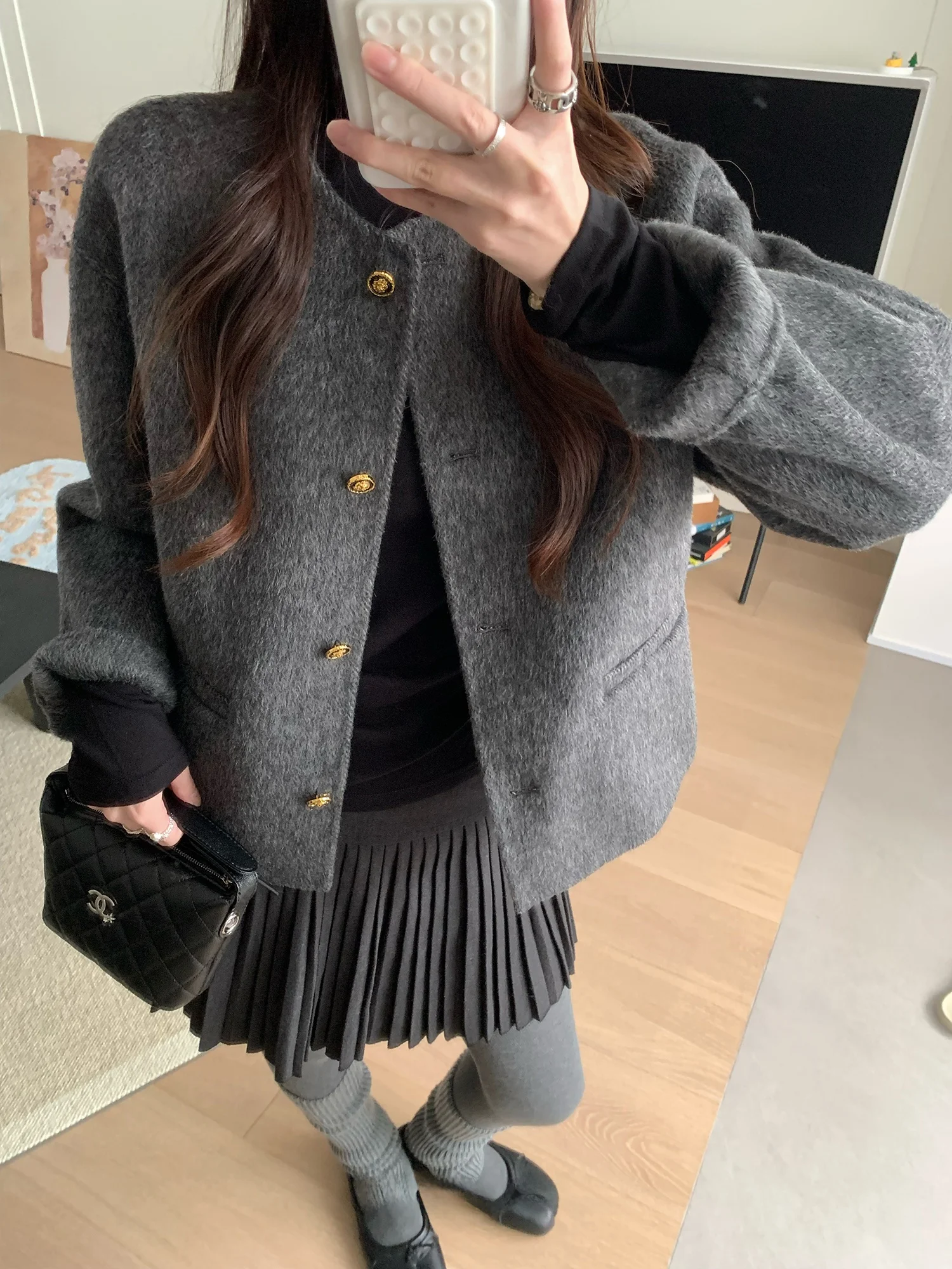 

Y Studio Women's ort Double-Faced Woolen Coat ey Winter Faionable Nel Design Cleanfit Sle E-Commerce Exclusive