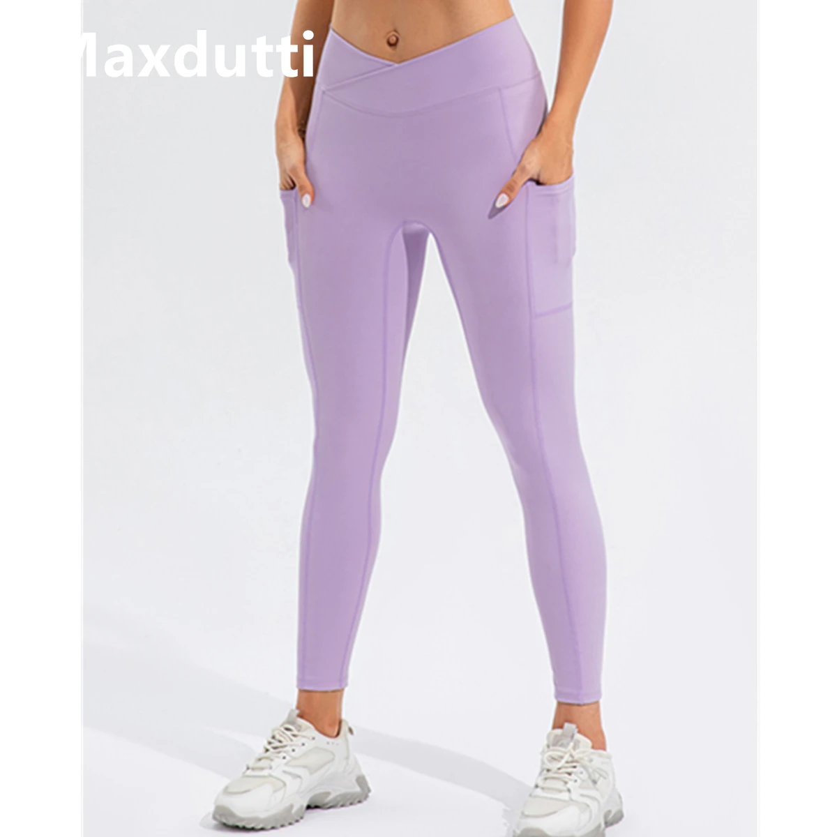 

Maxdutti Women's Bare-Skin Yoga Outfit High-Waisted Tummy Control Quick-Dry Breathable Tight Running Pants Female Clothing 2026