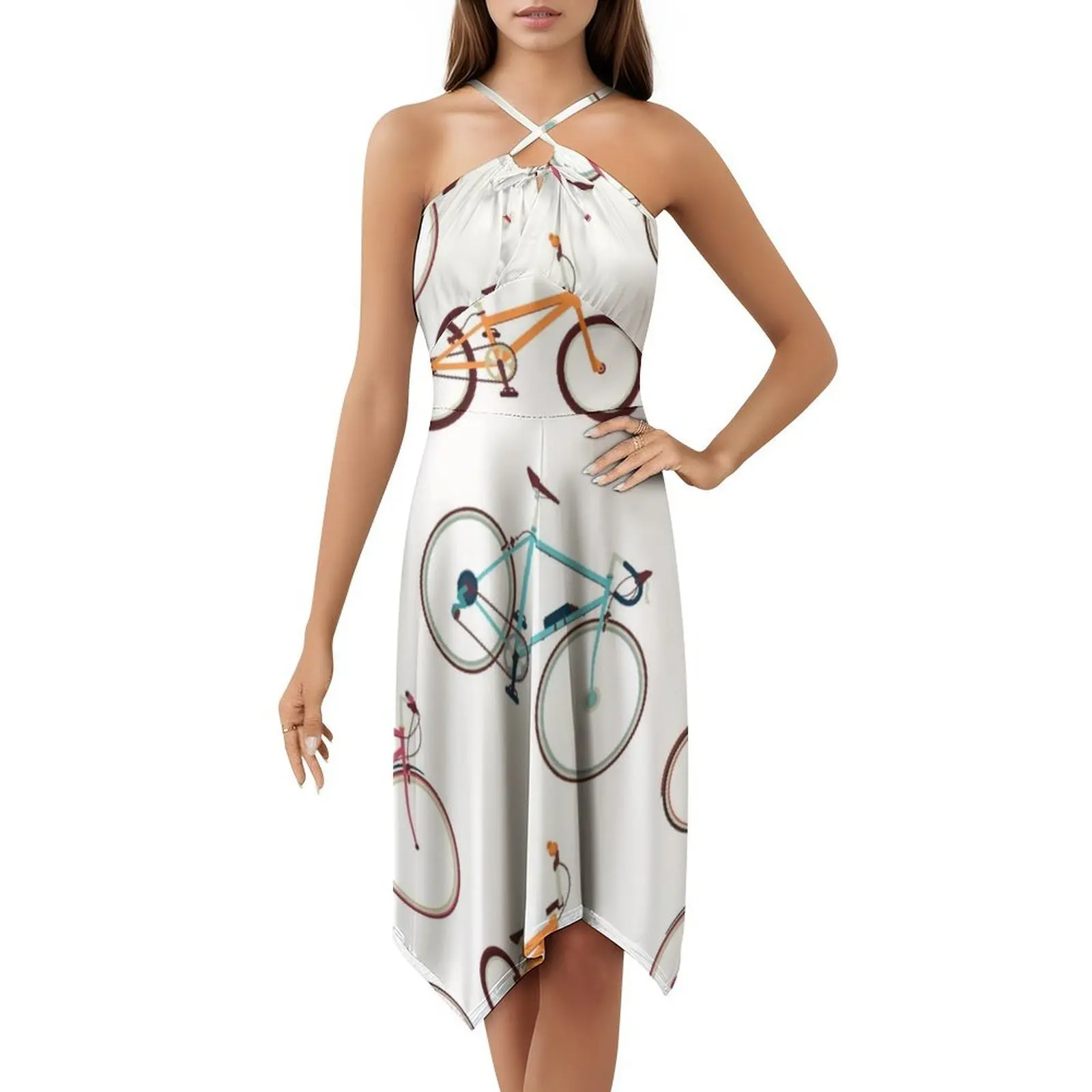 فستان على الطراز الكوري لسباق الدراجات الهوائية للنساء، فستان كاجوال أنيق للحفلات أو الارتداء اليومي، دراجة الطريق، الكثير من الدراجات