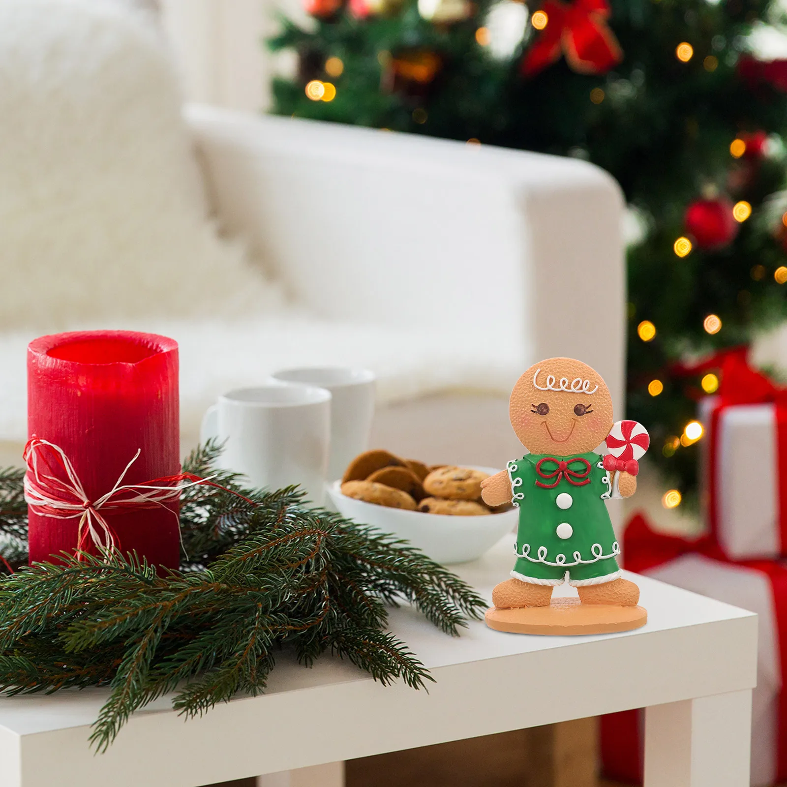 

Christmas Mini Gingerbread Man Tabletop Ornament Cute Resin Xmas Decoration Party Centerpiece Holiday Home Decor Festive