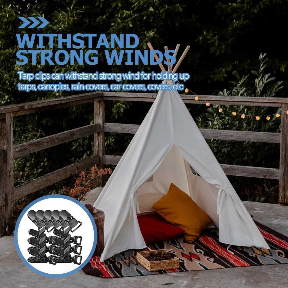 

20pcs Tent Clips Buckle Webbing Heavy Duty Plastic Camping Supplies Windproof Reusable Awnings Tarps Fasteners Outdoor Events