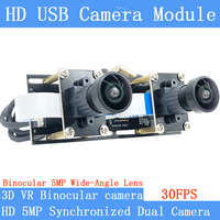 1080P Fisheye Webcam Dual 8mm Lens Stereo Synchronization 5MP 30FPS USB Camera Module for 3D Video VR Virtual Reality