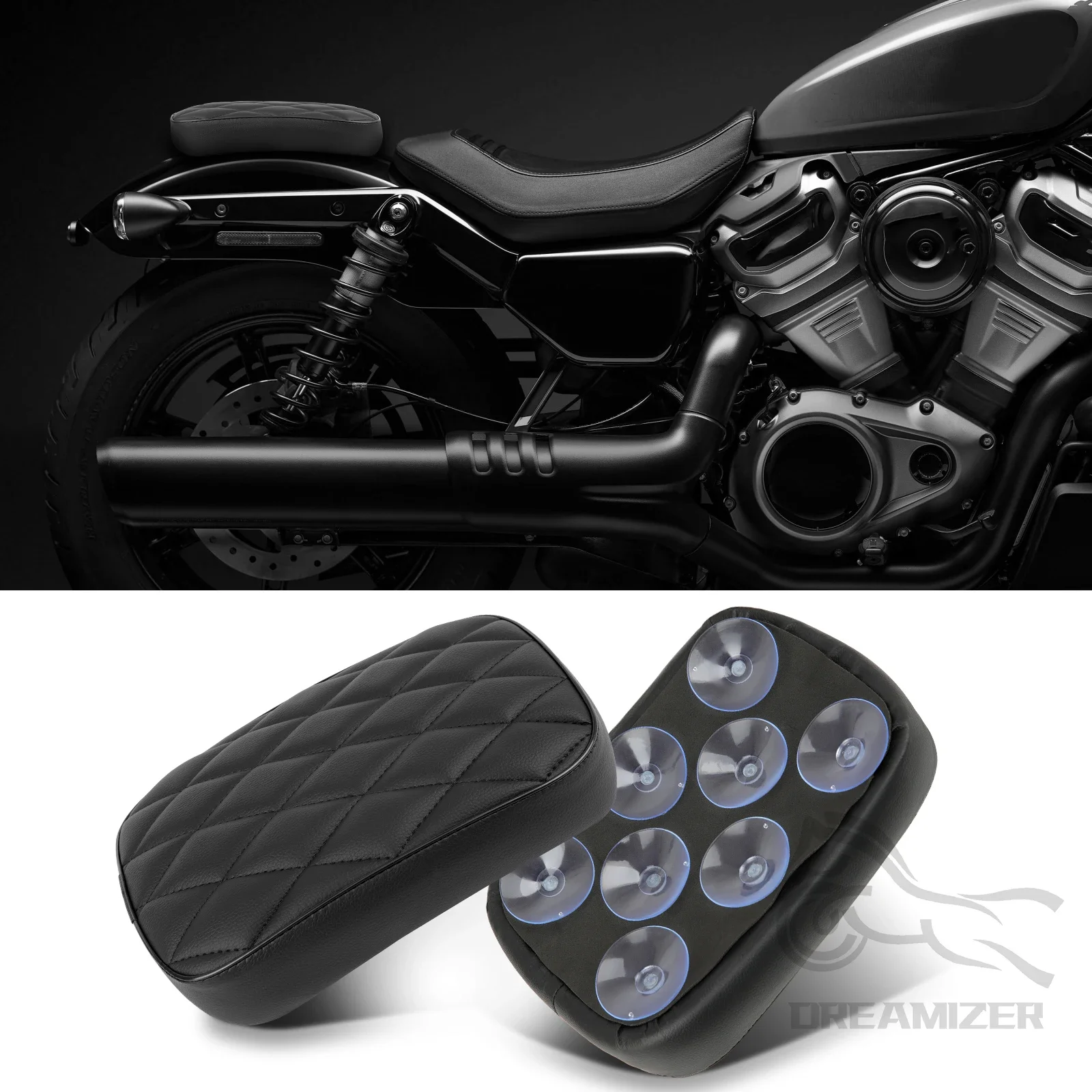 Universal New Motorcycle Black Suction Cup Rear Pillion Passenger Pad Seat For Harley 883 1200 48 Choppers Bobber