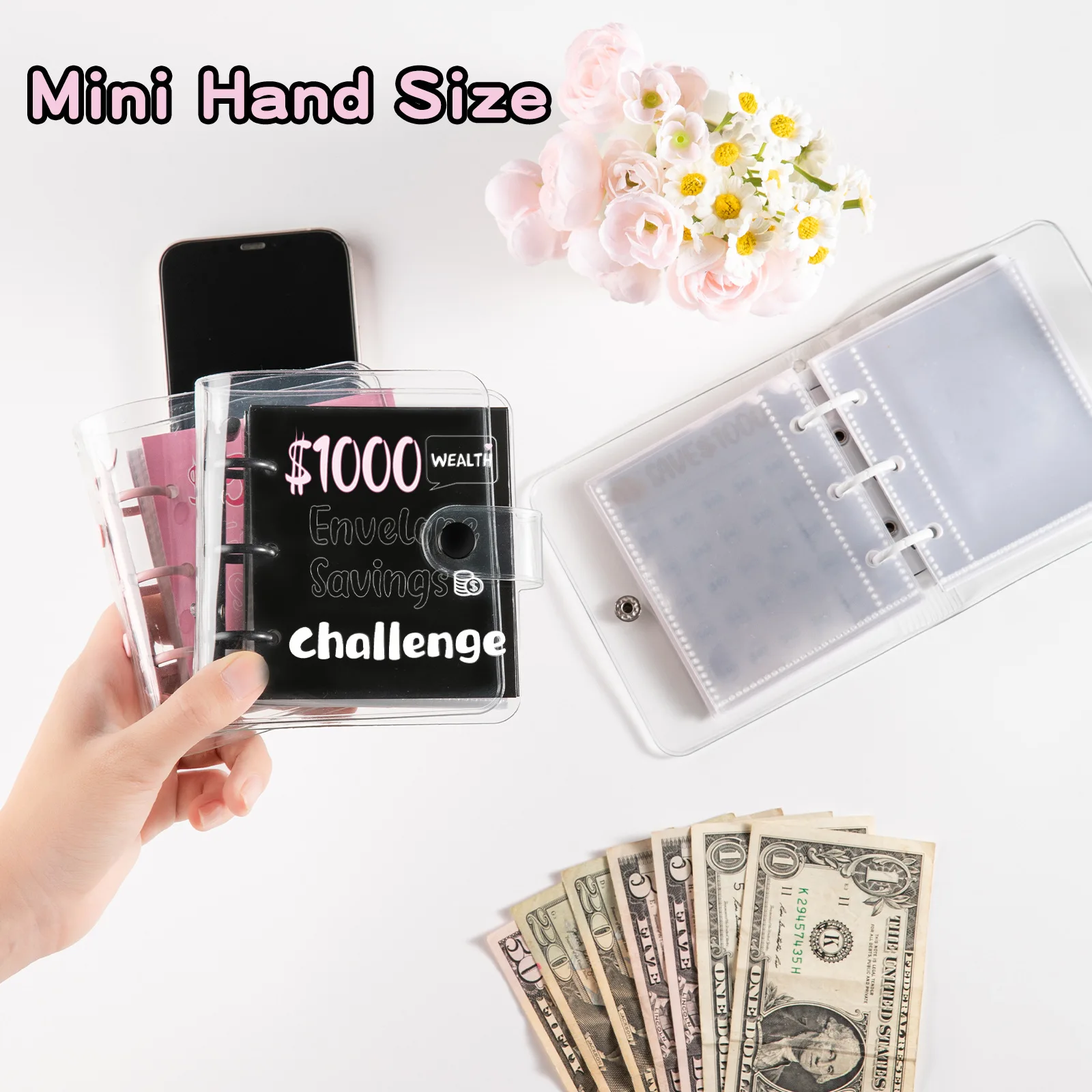 1000 Mini Binder Savings Challenge Saving Money Challenge Budget Binde With Cash Envelopes Budget Planner Easy To Save