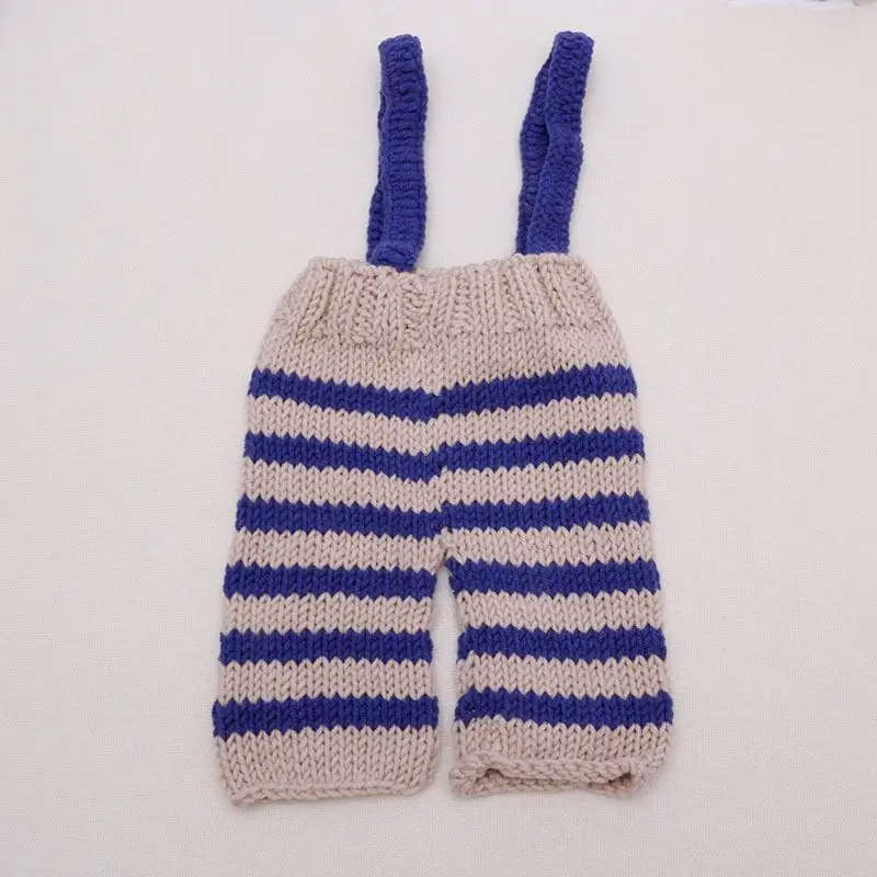 Baby Photo Costume Knitted Pants and Hat 2pcs Sets Striped Outfits Clothes Newborn Girls Boys Photography  Crochet K