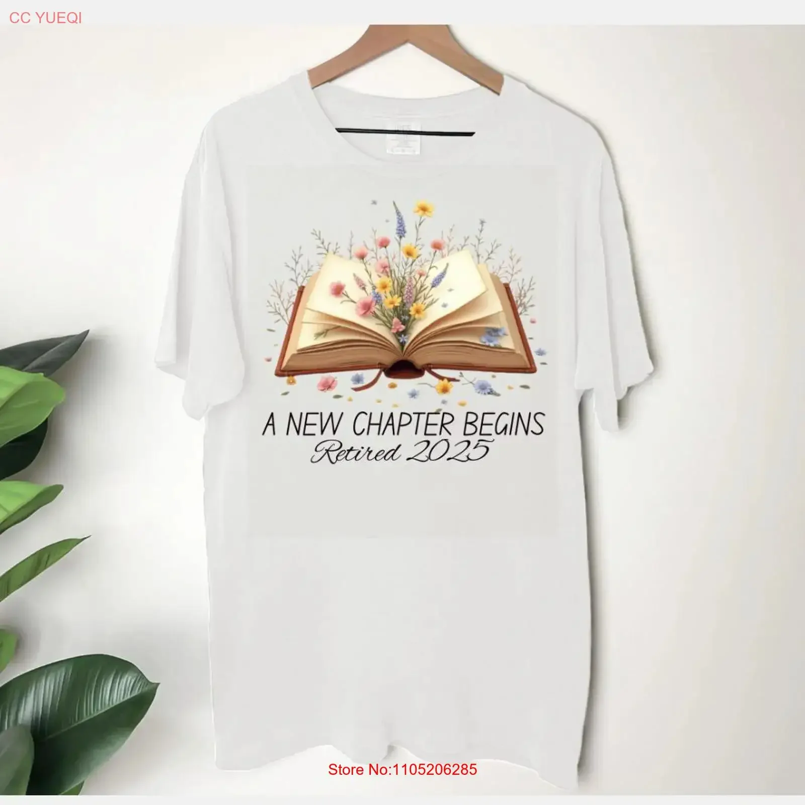 

floral book a new chapter begins retired retirement teacher T Shirt Funny Saying Vintage Style vintage Washed Unisex fashion
