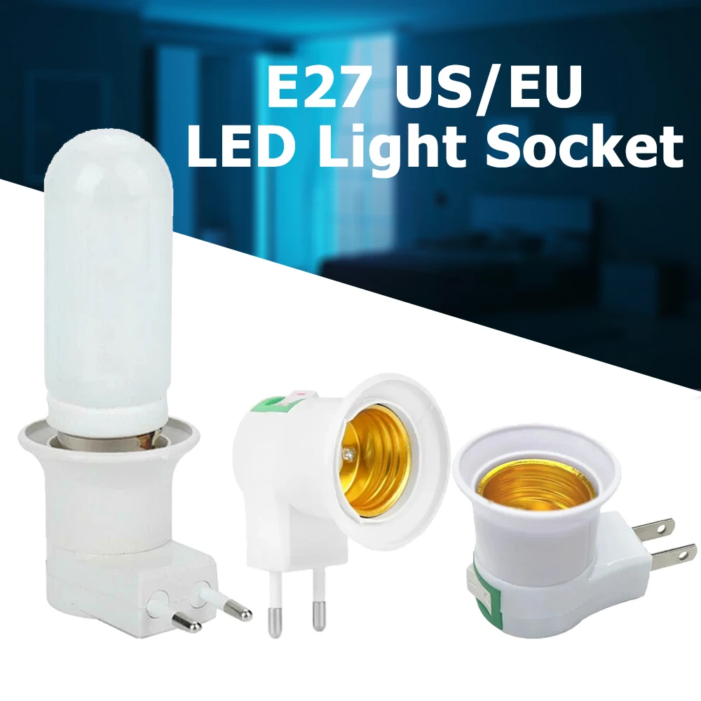 Plug & Play E27 LED Lamp Socket US/EU Household Plug ON/OFF Switch LED Light Holder White Lamp Base Mini Light Buld Adapter