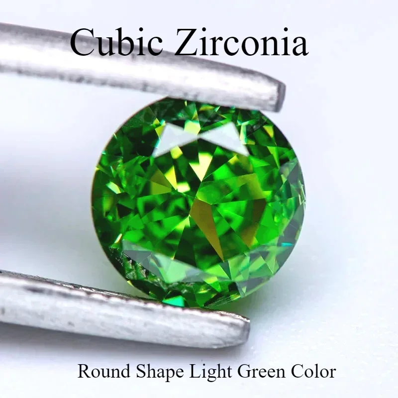 

Cubic Zirconia Round Shape Light Green Color 5A 4k Crushed Ice Cut Lab Synthetic Cz Gemstone For DIY Charms Women Jewelry Making