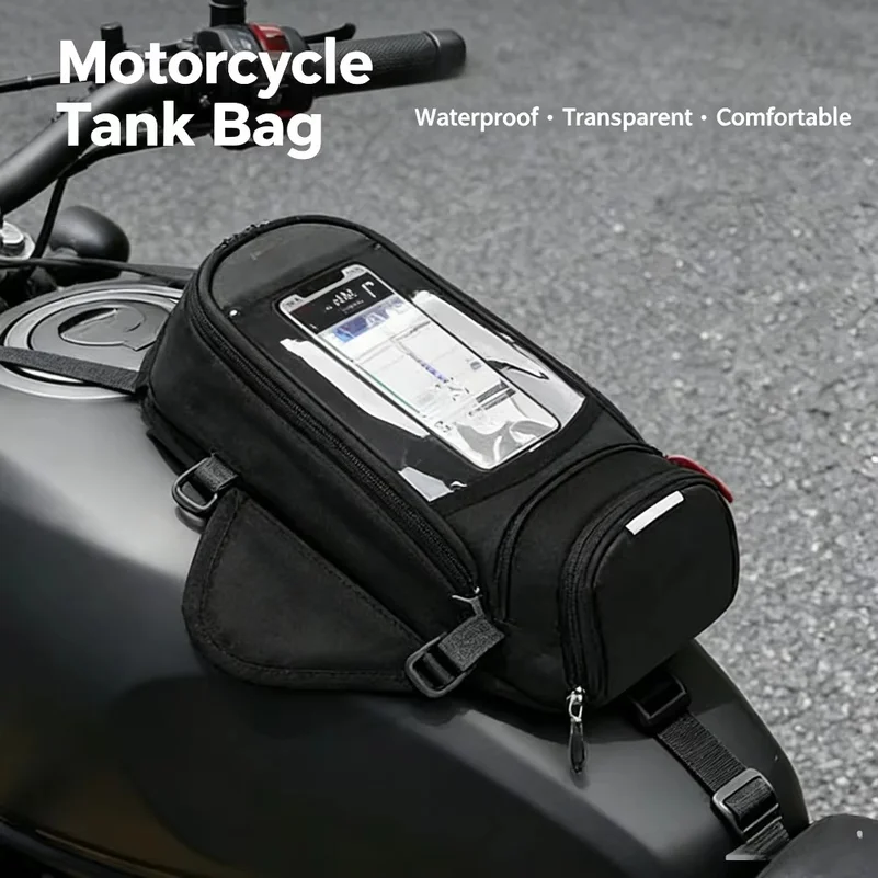 Magnetic Motorcycle Tank Bag Waterproof Transparent Phone Touch Screen Pouch Large Capacity Storage Bag Universal for Riding