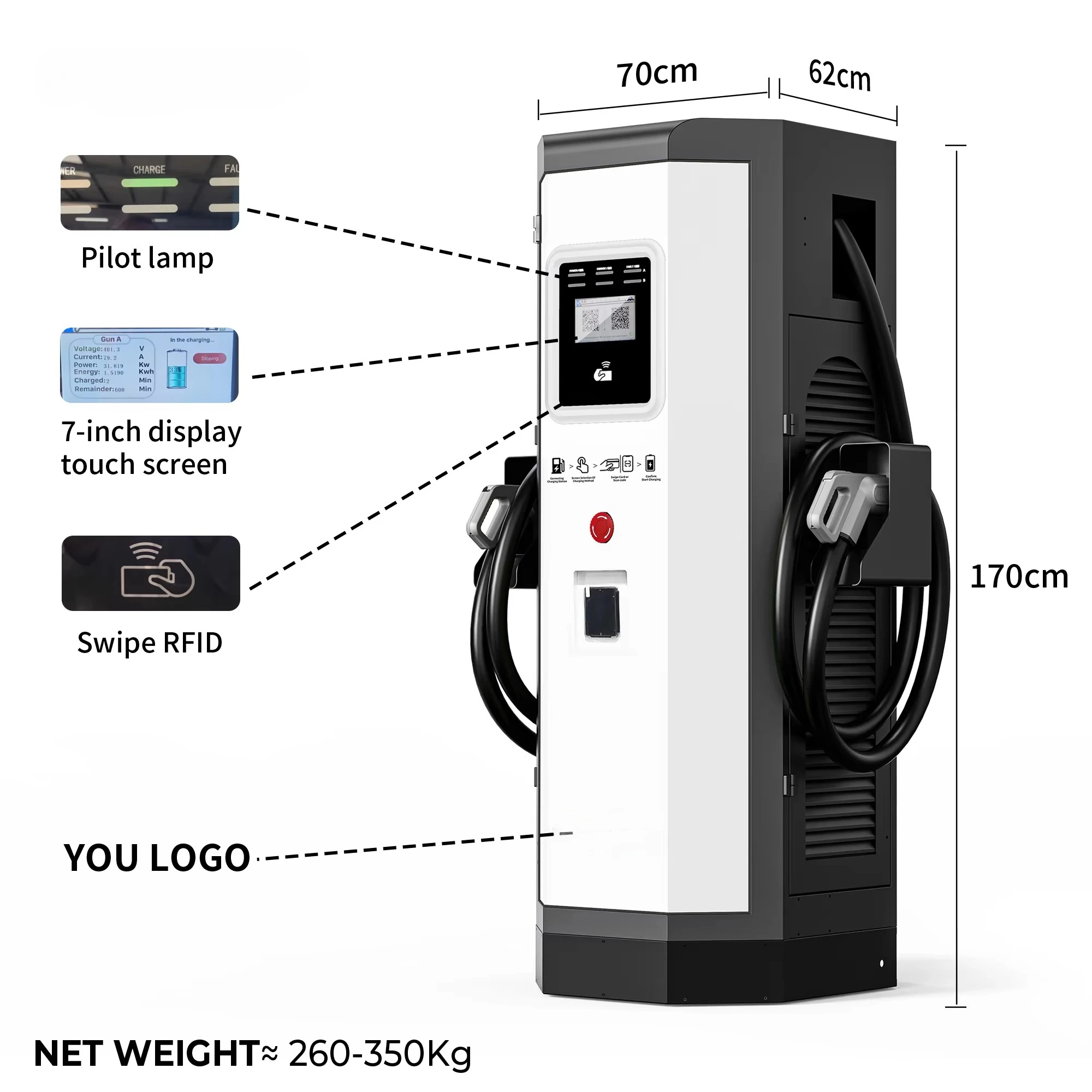 Commercial 60/120/180/240KW New Energy Vehicle Charging Pile Electric Car Charger Floor Mounted Ev Solar Dc Charging Station