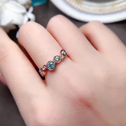 Silver 925 Original Diamond Test Past Brilliant Cut High Quality Green Moissanite Ring for Women Gemstone Jewelry