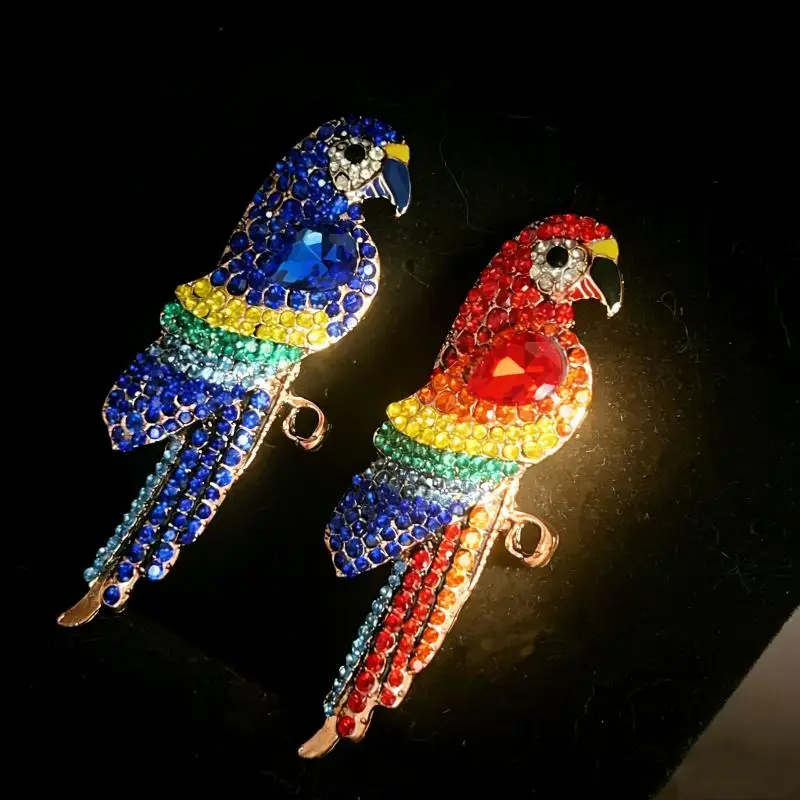 1Pcs Unisex 2‑Color Rhinestone Parrot Bird Brooch Shining Animal Pin Casual Party Jewelry Gift For Women Accessory
